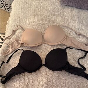 PINK Victoria's Secret Black and Tan Bras